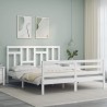 Cadre de lit sans matelas blanc bois de pin massif 