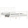 Cadre de lit sans matelas blanc bois de pin massif 