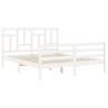 Cadre de lit sans matelas blanc bois de pin massif 