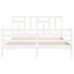 Cadre de lit sans matelas blanc bois de pin massif 