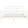Cadre de lit sans matelas blanc bois de pin massif 