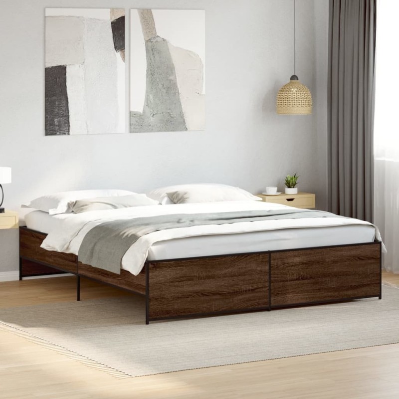 Cadre de lit sans matelas chêne marron 200x200 cm Cadre de lit sans matelas chêne marron 200x200 cm