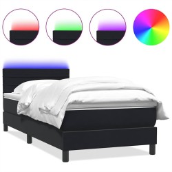 Sommier à lattes de lit avec matelas noir 100x210 cm velours 