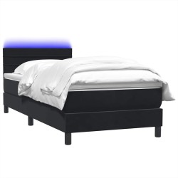 Sommier à lattes de lit avec matelas noir 100x210 cm velours 