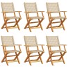 Chaises de jardin pliantes lot de 6 beige rotin et bois massif 