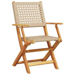 Chaises de jardin pliantes lot de 6 beige rotin et bois massif 