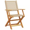 Chaises de jardin pliantes lot de 6 beige rotin et bois massif 