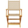 Chaises de jardin pliantes lot de 6 beige rotin et bois massif 