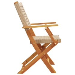 Chaises de jardin pliantes lot de 6 beige rotin et bois massif 