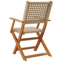 Chaises de jardin pliantes lot de 6 beige rotin et bois massif 