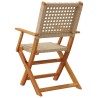 Chaises de jardin pliantes lot de 6 beige rotin et bois massif 