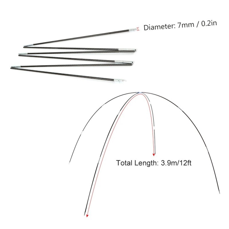 1 paire de tiges de tente de remplacement en Fiber de verre, Kit de po 1 paire de tiges de tente de remplacement en Fiber de verre, Kit de po