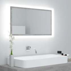 Miroir à LED de salle de bain Gris béton 80x8,5x37 cm Acrylique 