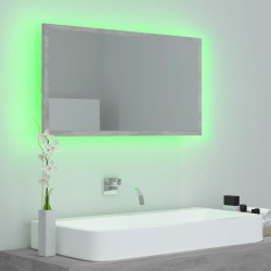 Miroir à LED de salle de bain Gris béton 80x8,5x37 cm Acrylique 