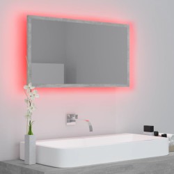 Miroir à LED de salle de bain Gris béton 80x8,5x37 cm Acrylique 