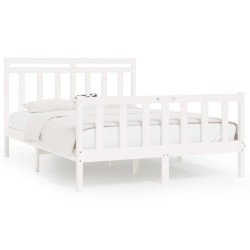 Cadre de lit sans matelas blanc bois de pin massif 150x200 cm 