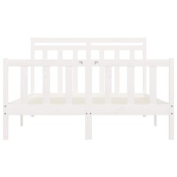 Cadre de lit sans matelas blanc bois de pin massif 150x200 cm 