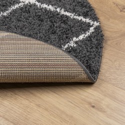 Tapis shaggy à poils longs moderne noir et crème Ø 200 cm 