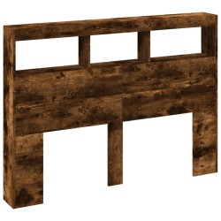 Armoire tête de lit avec LED chêne fumé 140x17x102 cm 