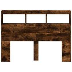 Armoire tête de lit avec LED chêne fumé 140x17x102 cm 