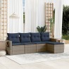 Salon de jardin 5 pcs avec coussins gris résine tressée 