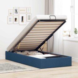 Cadre de lit ottoman sans matelas bleu 80x200 cm tissu 
