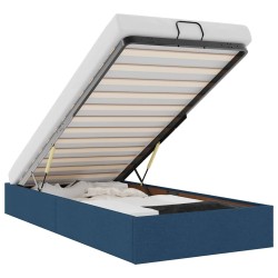 Cadre de lit ottoman sans matelas bleu 80x200 cm tissu 