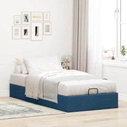 Cadre de lit ottoman sans matelas bleu 80x200 cm tissu 