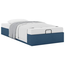Cadre de lit ottoman sans matelas bleu 80x200 cm tissu 