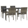 Ensemble à manger de jardin coussins 5 pcs noir et gris 