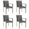 Ensemble à manger de jardin coussins 5 pcs noir et gris 
