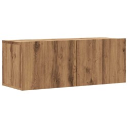 Meuble TV mural chêne artisanal 80x30x30 cm bois d'ingénierie 