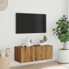 Meuble TV mural chêne artisanal 80x30x30 cm bois d'ingénierie 