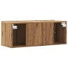 Meuble TV mural chêne artisanal 80x30x30 cm bois d'ingénierie 