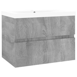 Meuble lavabo avec bassin intégré Sonoma gris Bois d'ingénierie 