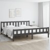 Cadre de lit sans matelas gris bois massif 