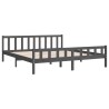 Cadre de lit sans matelas gris bois massif 