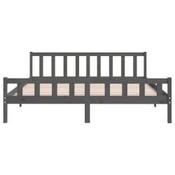 Cadre de lit sans matelas gris bois massif 