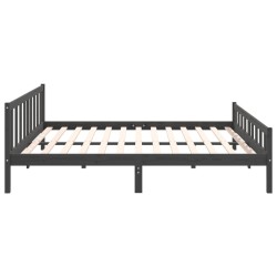 Cadre de lit sans matelas gris bois massif 