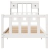 Lit bibliothèque sans matelas blanc 75x190cm bois de pin massif 