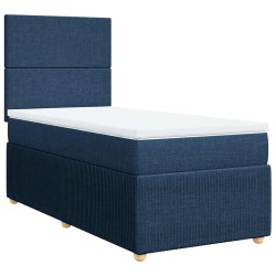 Sommier à lattes de lit avec matelas Bleu 90x190 cm Tissu 