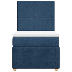 Sommier à lattes de lit avec matelas Bleu 90x190 cm Tissu 