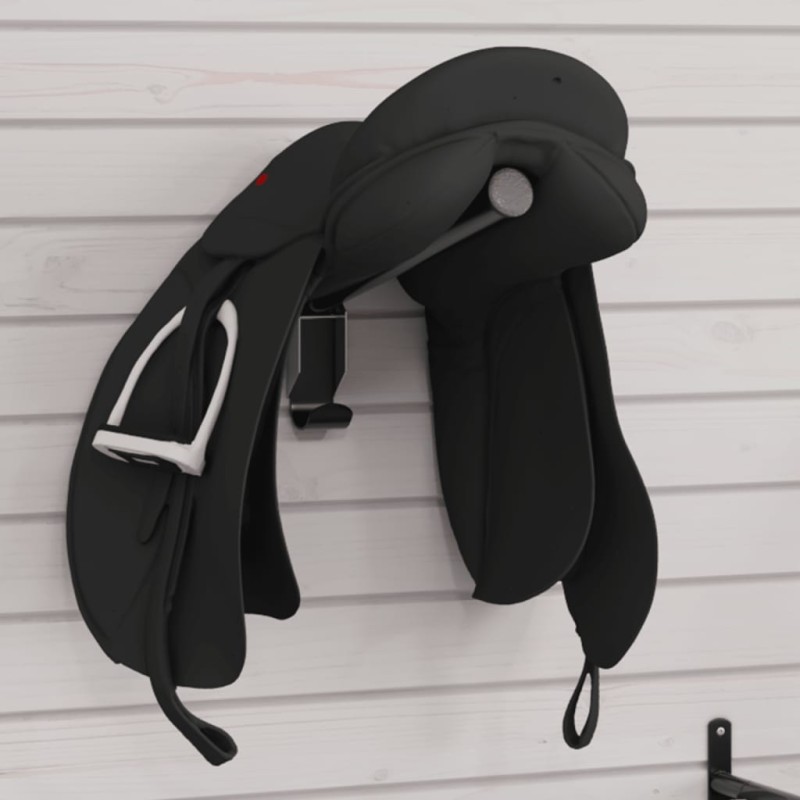 Porte-selle pliable mural noir fer 