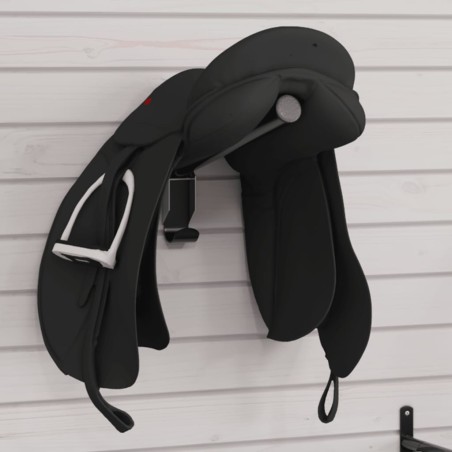 Porte-selle pliable mural noir fer 