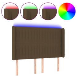 Tête de lit à LED Marron foncé 147x16x118/128 cm Tissu 