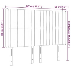 Tête de lit à LED Marron foncé 147x16x118/128 cm Tissu 