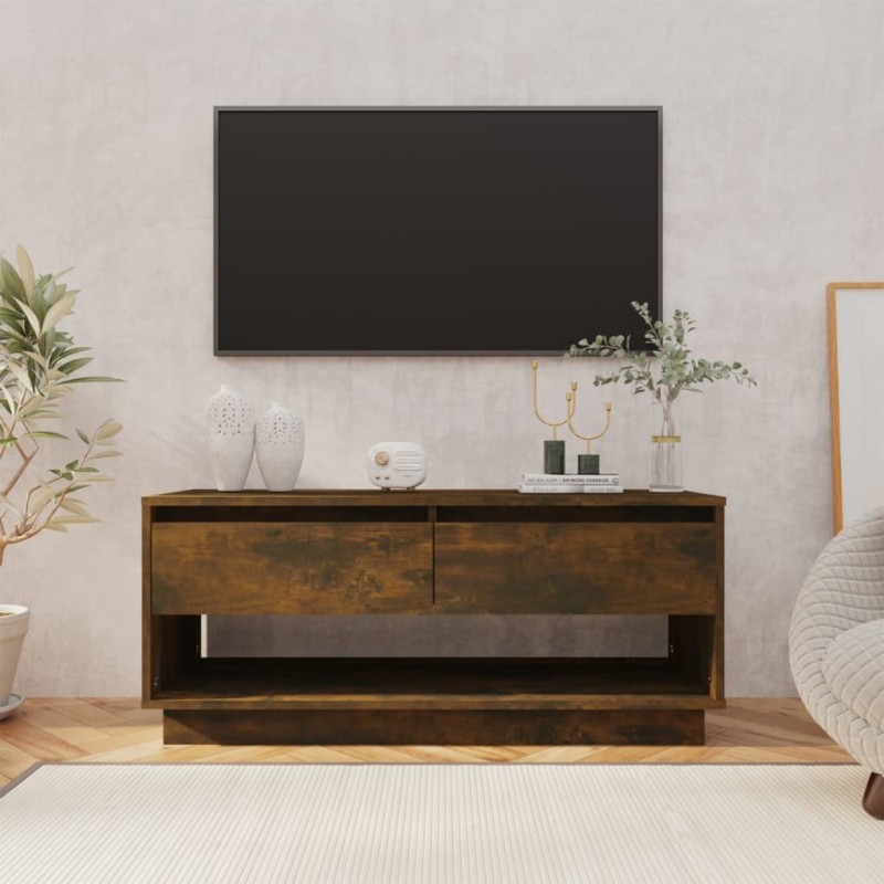 Meuble TV Chêne fumé 102x41x44 cm Bois d'ingénierie Meuble TV Chêne fumé 102x41x44 cm Bois d'ingénierie