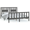 Cadre de lit sans matelas gris bois de pin massif 