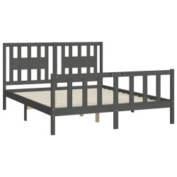 Cadre de lit sans matelas gris bois de pin massif 