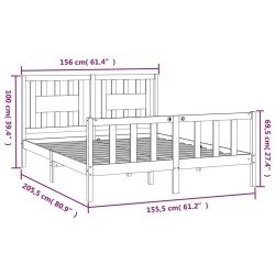 Cadre de lit sans matelas gris bois de pin massif 